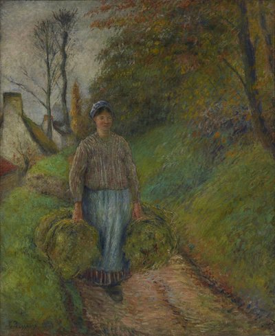 Bauern tragen zwei Heuballen von Camille Jacob Pissarro